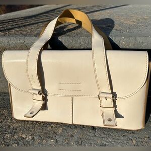Emilie M White Hand Bag Shoulder Purse Synthetic Leather Suede